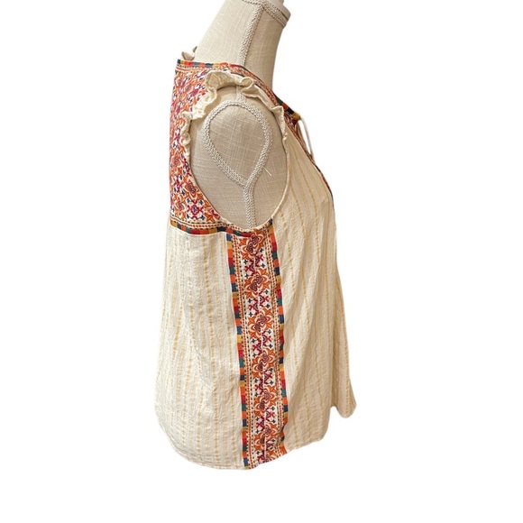 Savanna Jane Cotton Linen Embroidered Boho Colorful Blouse Sleeveless Size S - Picture 2 of 12